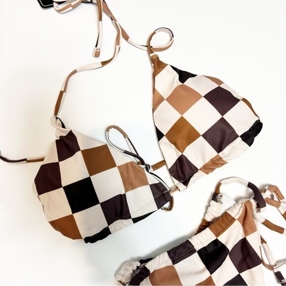 ZAFUL HALTER BIKINI WOMEN TRIANGLE BIKINI BROWN WOMEN SET SIZE SMALL BRAND NEW - Picture 5 of 7